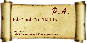 Pázmán Attila névjegykártya