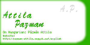 attila pazman business card